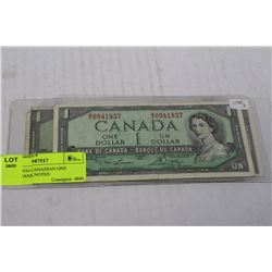 SET OF 3 1954 CANADIAN ONE DOLLAR BANK NOTES