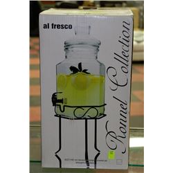 6QT BEVERAGE JAR W/ WROUGHT IRON STAND