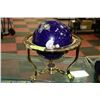 Image 1 : WORLD GLOBE - BLUE GLASS & BRASS WITH COMPASS