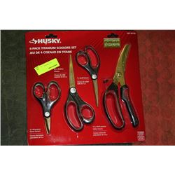 HUSKY 4-PACK TITANIUM SCISSORS SET