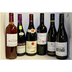 6 BOTTLES OF ASSORTED WINE
