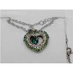 WOMENS 14K WHITE GOLD PLATED HEART PENDANT