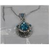 Image 1 : WOMENS 14K WHITE GOLD PLATED BLUE PENDANT