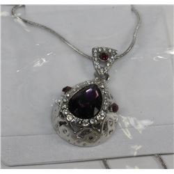 WOMENS 14K WHITE GOLD PLATED PURPLE PENDANT