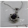 Image 1 : WOMENS 14K WHITE GOLD PLATED PURPLE PENDANT
