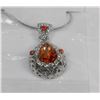 Image 1 : WOMENS 14K WHITE GOLD PLATED ORANGE PENDANT