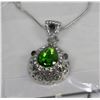 Image 1 : WOMENS 14K WHITE GOLD PLATED GREEN PENDANT
