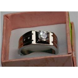 MENS 925 SILVER & WHITE QZ RING