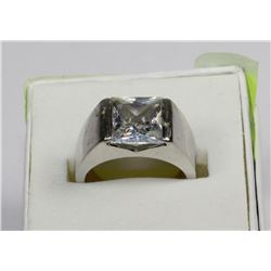 MENS 925 SILVER & WHITE QZ RING