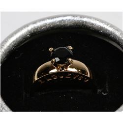 LADIES BLACK QZ 18K ROSE GOLD PLATED RING