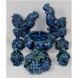 SET OF 2 DECORATIVE CHICKENS, 2 CANDLE HOLDERS,
