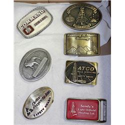 SEVEN BELT BUCKS - 3 ARE SOLID BRASS 1986