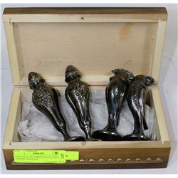 TWO SETS OF VIKING LEAD SALT & PEPPER SHAKERS