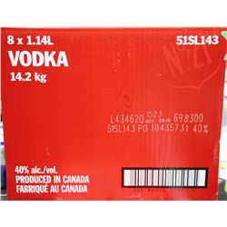 CASE WITH EIGHT 1.14L BOTTLES OF SMIRNOFF VODKA