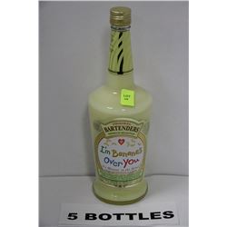 FIVE 750ML BOTTLES OF BARTENDERS BANANA CREAM