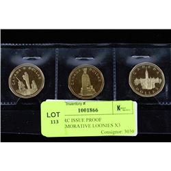 NON CIRC ISSUE PROOF COMMEMORATIVE LOONIES X3