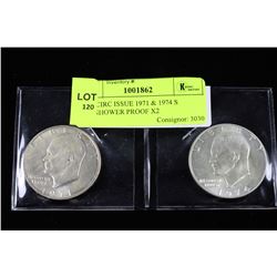 NON CIRC ISSUE 1971 & 1974 S EISENHOWER PROOF X2