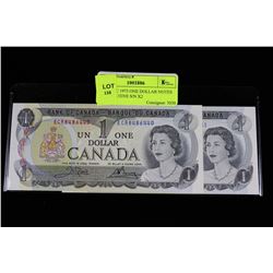 GEM UNC 1973 ONE DOLLAR NOTES CONSECUTIVE S/N X2