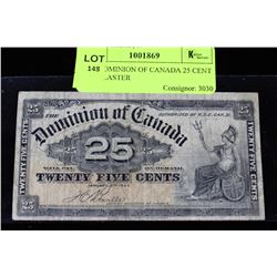 1900 DOMINION OF CANADA 25 CENT SHINPLASTER
