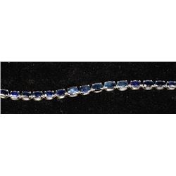 LADIES SILVER & BLUE SAPPHIRE GEMSTONE BRACELET