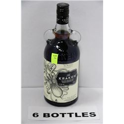 SIX 750ML BOTTLES OF KRAKEN BLACK SPICED RUM 47%