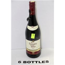 SIX 750ML BOTTLES OF SANGRE DE TORO RED WINE 13.5%