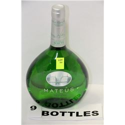 NINE 750ML BOTTLES OF MATEUS WHITE WINE 10%