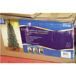 7FT NOBLE FIR SLIM TREE WITH 500 CLEAR PRELIT