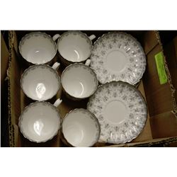 6 SPODE ENGLISH BONE CHINA TEA CUPS & SAUCERS