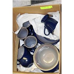 BOX OF BLUE DISHES