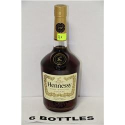 SIX 750ML BOTTLES OF HENNESEE COGNAC 40%