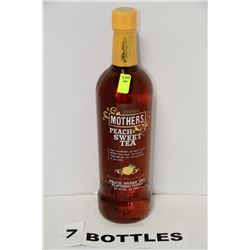 SEVEN 750ML BOTTLES OF MOTHERS PEACH SWEET TEA