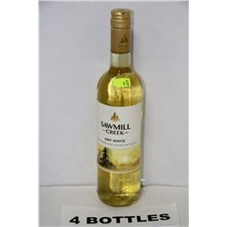 FOUR 750ML BOTTLES OF SAWMILL CREEK DRY WHITE WINE