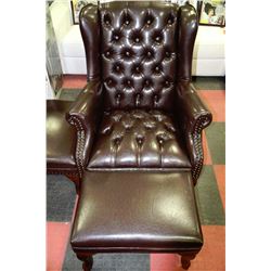 NEW BROWN LEATHERETTE WING BACK PARLOUR CHAIR