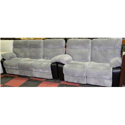 NEW GREY FABRIC RECLINING SOFA AND LOVE SEAT