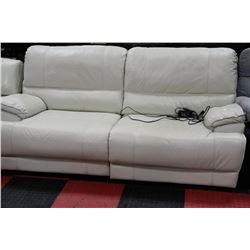 WHITE LEATHERETTE ELECTRIC RECLINING SOFA