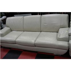 WHITE LEATHERETTE SOFA (DAMAGED ARM)