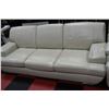 Image 1 : WHITE LEATHERETTE SOFA (DAMAGED ARM)