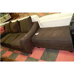 BROWN FABRIC SOFA WITH OTTOMAN