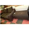 Image 1 : BROWN FABRIC SOFA WITH OTTOMAN
