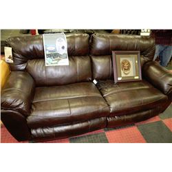 BROWN LEATHER ELECTRIC RECLINING SOFA