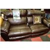 Image 1 : BROWN LEATHER ELECTRIC RECLINING SOFA