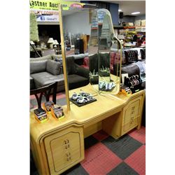 ART DECO 7-DRAWER DRESSER WITH 3-PC MIRROR