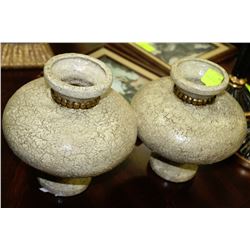PAIR OF CRACKED FINISH VASES
