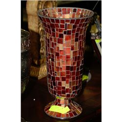 DECORATIVE GLASS VASE - RED/ORANGE
