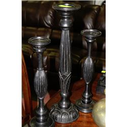 SET OF THREE NEW BLACK CANDLE HOLDERS