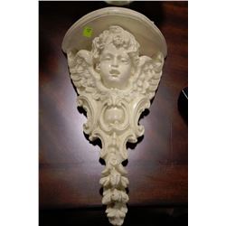 WALL-MOUNT CERAMIC CHERUB STAND