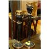 Image 1 : PAIR OF BLACK AND GOLD LEAF FINISH CANDEHOLDERS