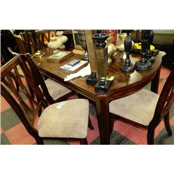 WOOD TONE TABLE WITH 7 MATCHING CHAIRS