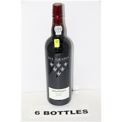 SIX 750ML BOTTLES OF SIX GRAPES RESERVE PORT 20%